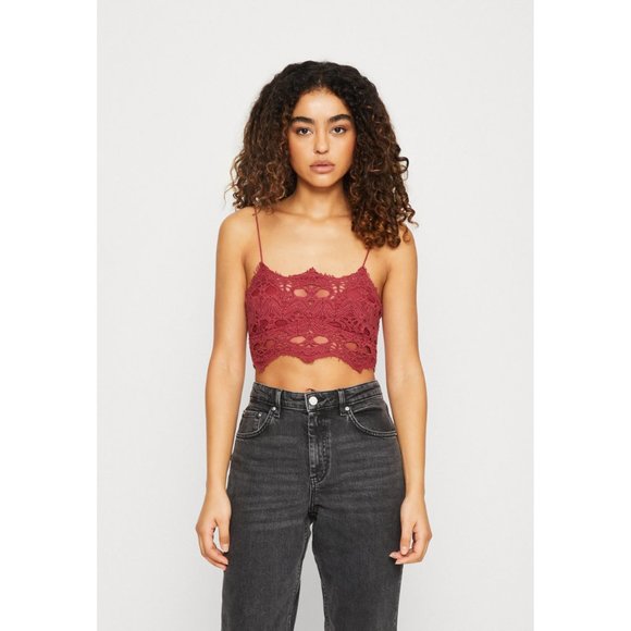NWT FREE PEOPLE INTIMATELY ATHENA LACE BRALETTE, BURGUNDY WILD GARNET XS - Picture 7 of 9